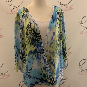 Cato. Size M. Semi Sheer Chiffon Blouson Blouse. Lined w/ Attached Tank. B21